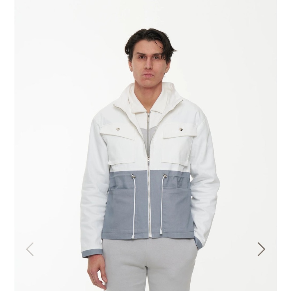 UTILITY COLOUR BLOCK JACKET IN COCONUT MILK